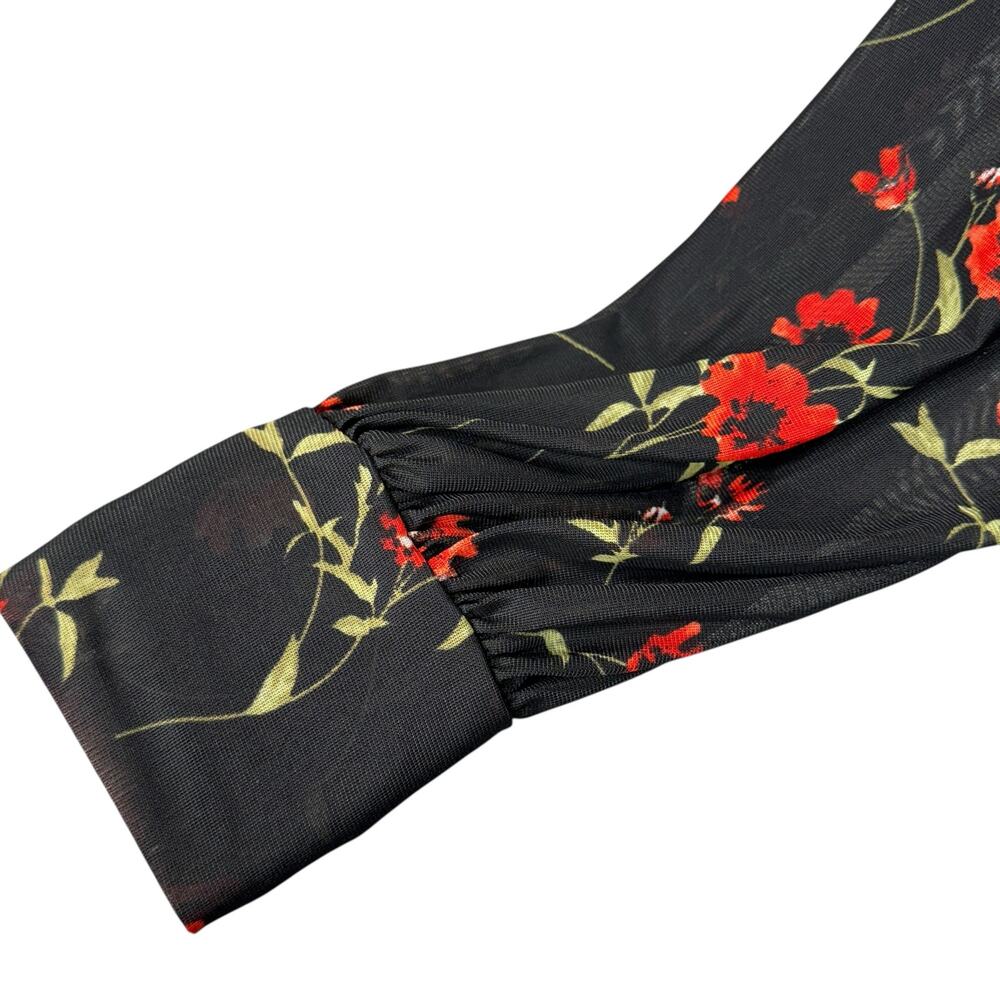 Ember X-Large Top Floral Lined Long Balloon Sleeve Surplice V-Neck Stretch Multi - Picture 5 of 12